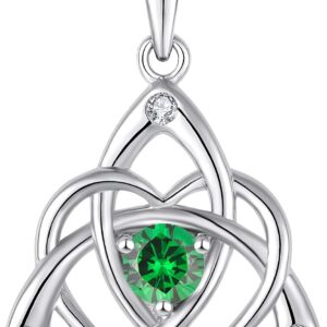 Starchenie Celtic Knot Necklace 925 Sterling Silver Heart 3A Birthstone Necklace for Women