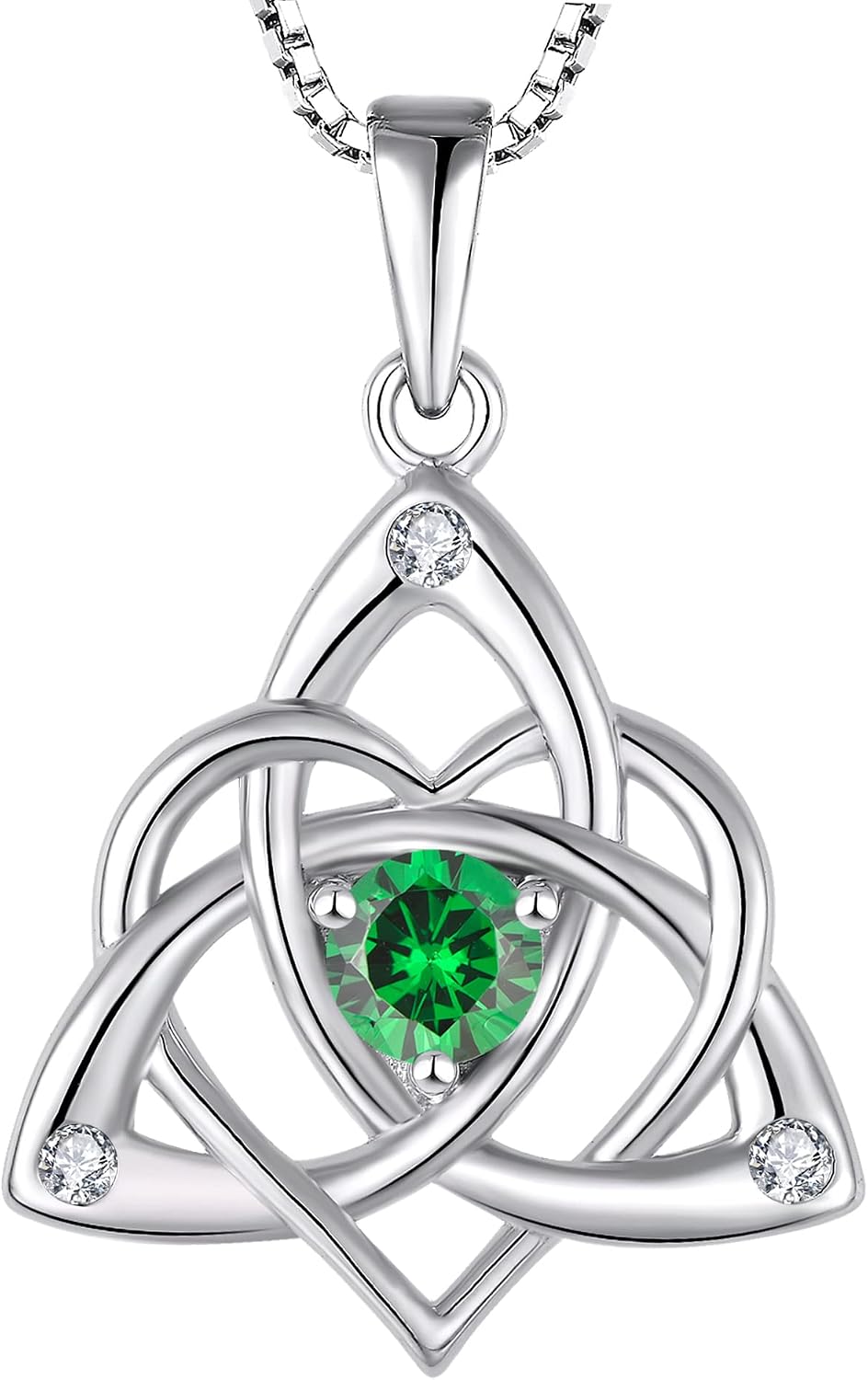 Starchenie Celtic Knot Necklace 925 Sterling Silver Heart 3A Birthstone Necklace for Women