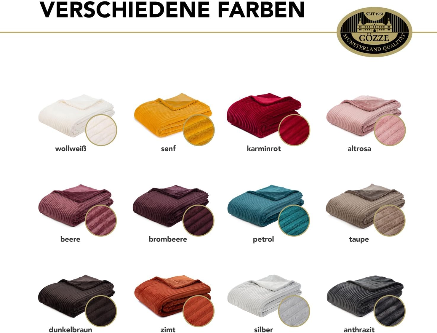 Gözze Blanket Corduroy Look, Polyester, charcoal, 57 x 38 x 15 cm – Bild 6