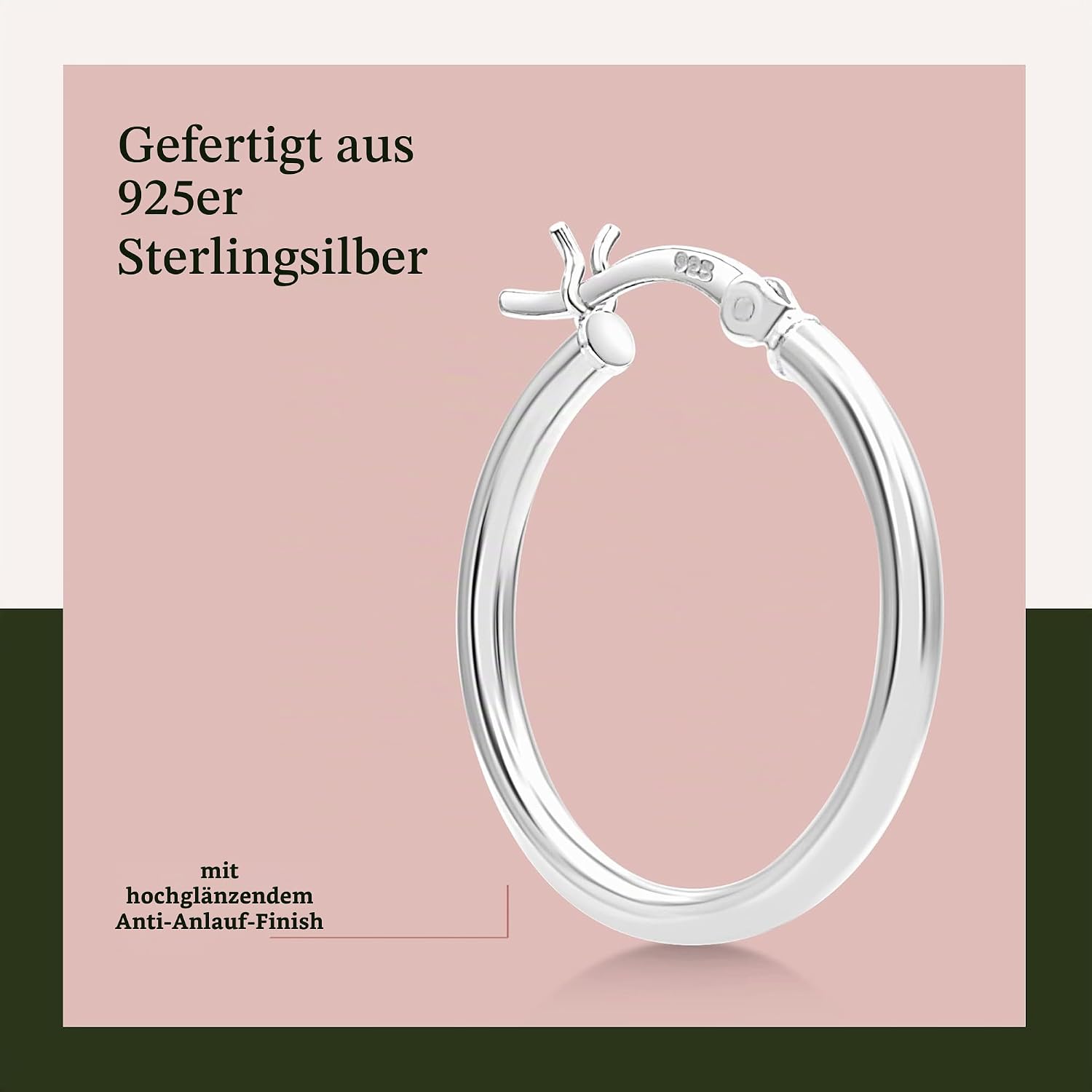 Kezef Women's 925 Sterling Silver Hoop Earrings, 2 mm Thin, Highly Polished, 10-50 mm, Classic Hoop Earrings for Women – Bild 3