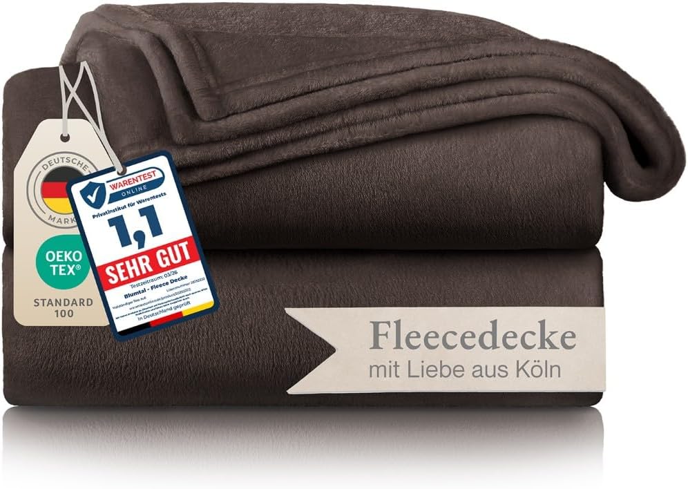 Blumtal Fleece Blanket, 150 x 200 cm, Dark Brown, Oeko-Tex Blanket for Sofa, Cocooning, Fleece Blanket, Thick, Fluffy, Soft and Warm, High Quality