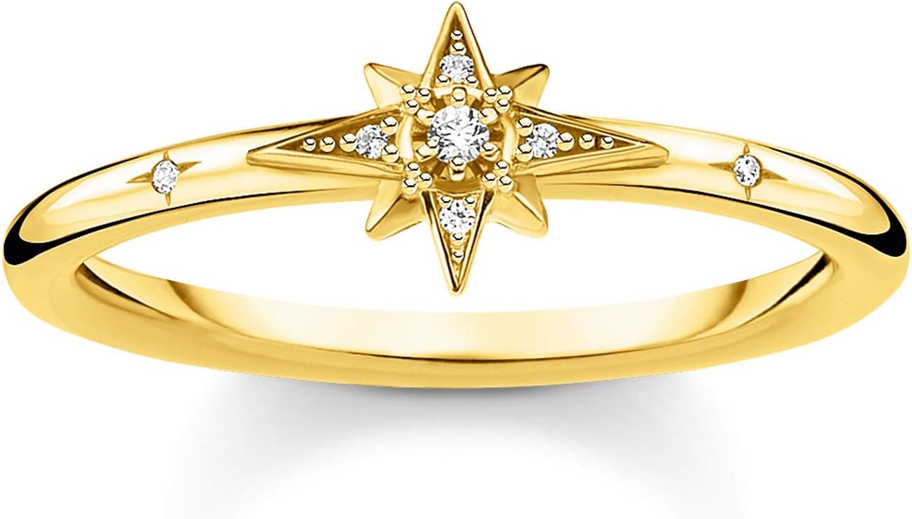THOMAS SABO TR2317 Star Ring with Stones, 925 Sterling Silver