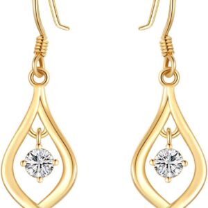 Infinite Drop Earrings Made of 375/9ct Real Gold for Women, Yellow Gold Moissanite Earrings with Infinite Love, Dangle Earrings, Birthday Gifts for Wife, Mother, Girlfriend