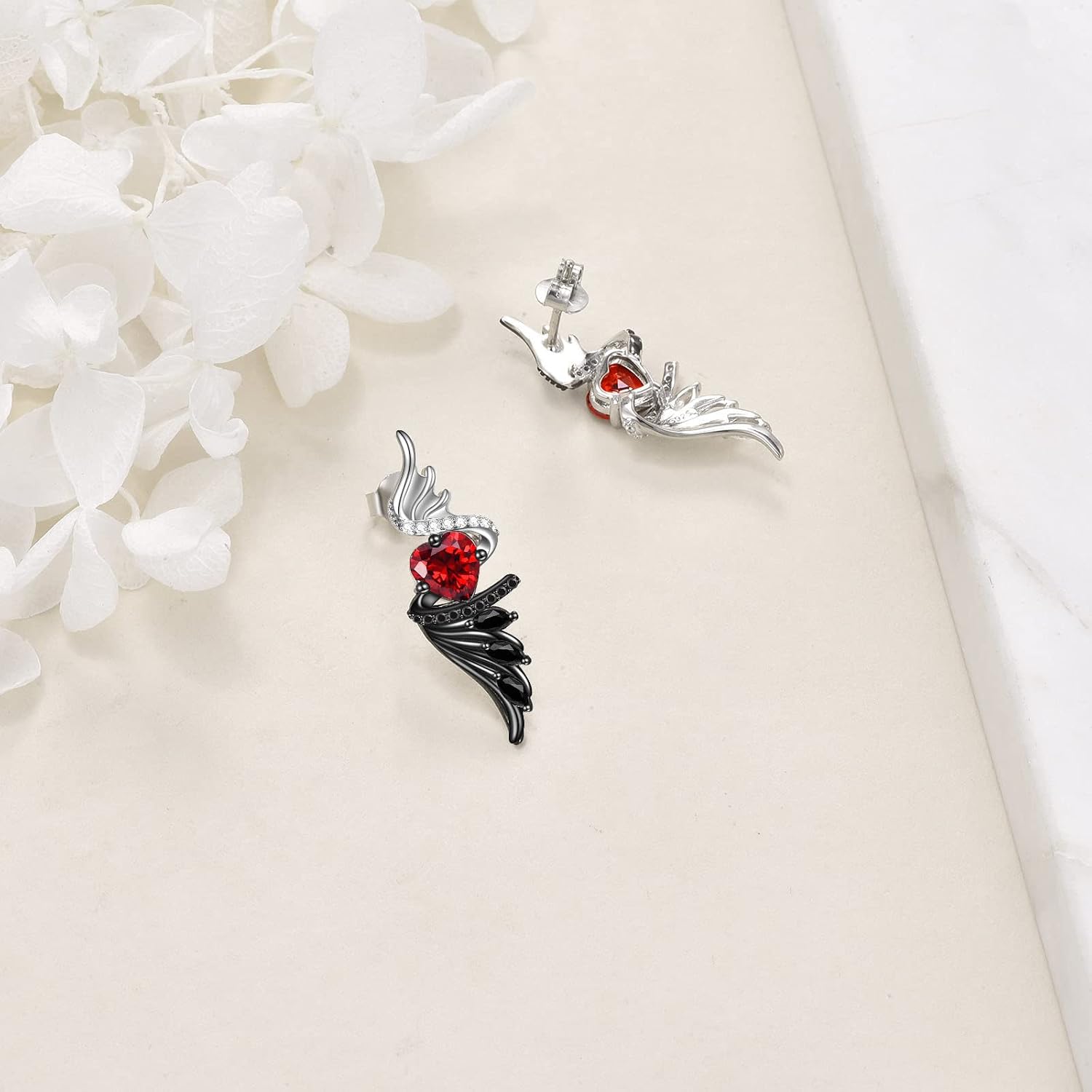Angel Devil Earrings Sterling Silver Demon Angel Wings Drop Earrings Birthday Jewellery Gifts for Women – Bild 3
