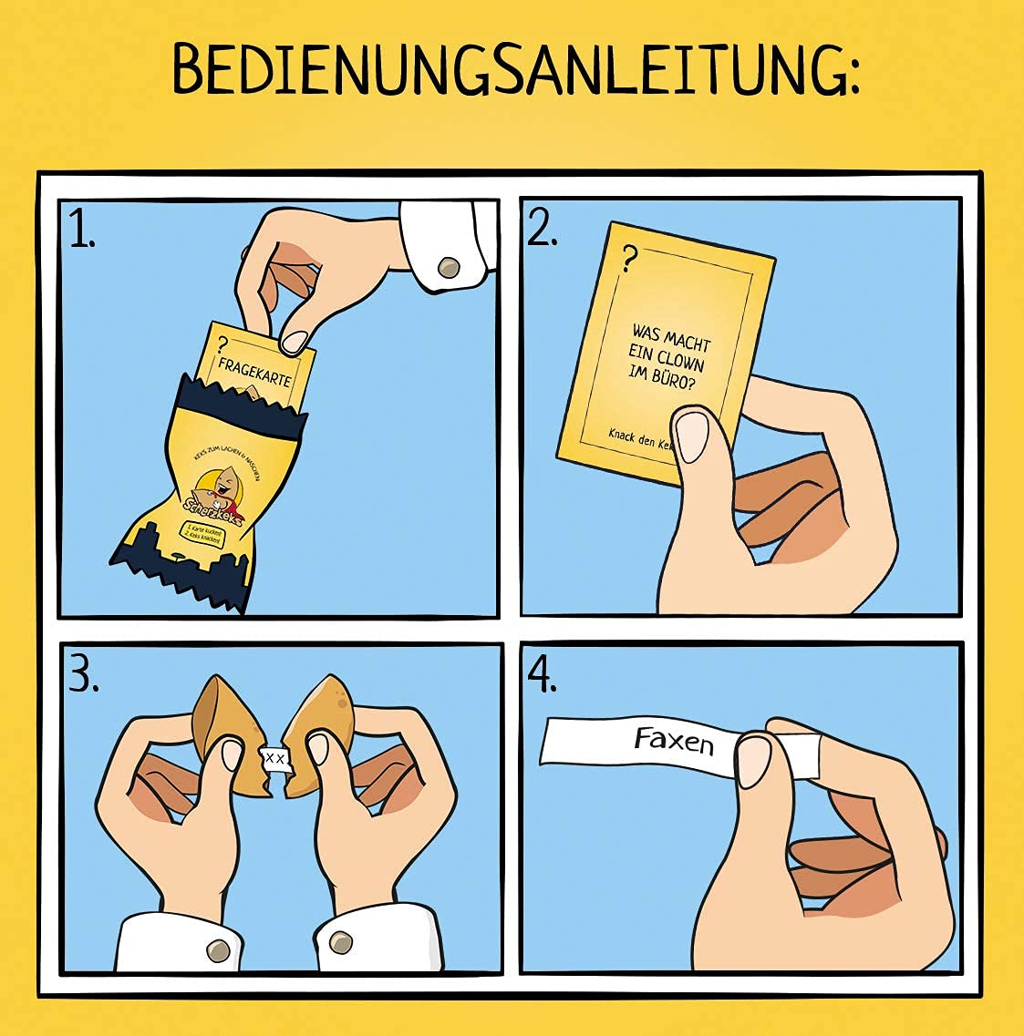 Scherzkeks Box of 5 Biscuits with Joke Question and Answer in Lucky Biscuit, Funny Gift Idea Made in Germany, for Birthdays, JGA, Family Celebrations, Christmas, New Year's Eve – Bild 6