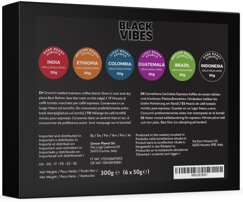 Black Vibes - Gift Set World's Coffees Ground Coffee 300 g (6 x 50 g) – Bild 2