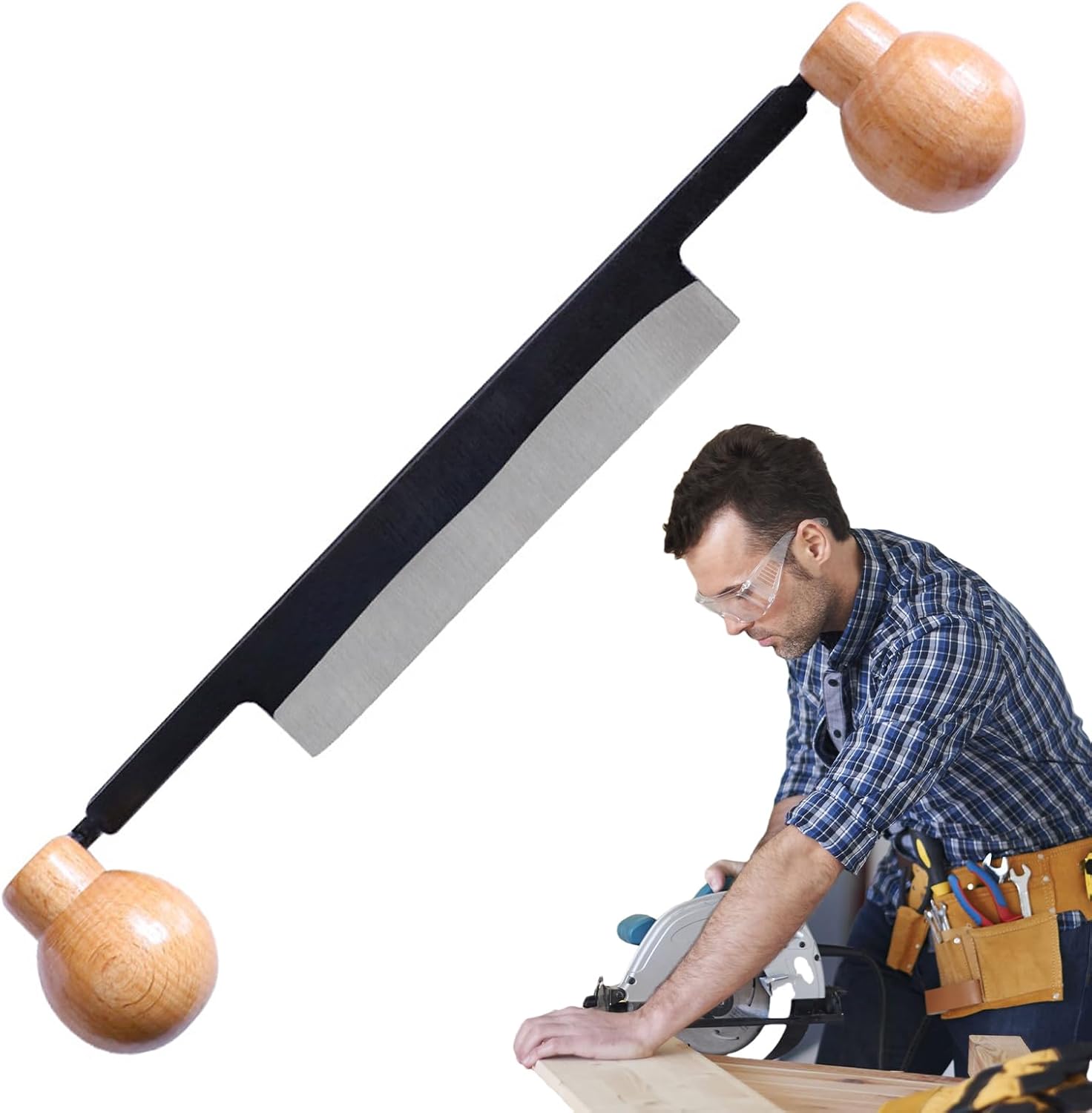 Drawing Knife Tool - Double Handle for Removing Wooden Bark Scratches | Draw Strack for Scraping Work and Collaboration on Gingeon Bar for Shaving – Bild 9