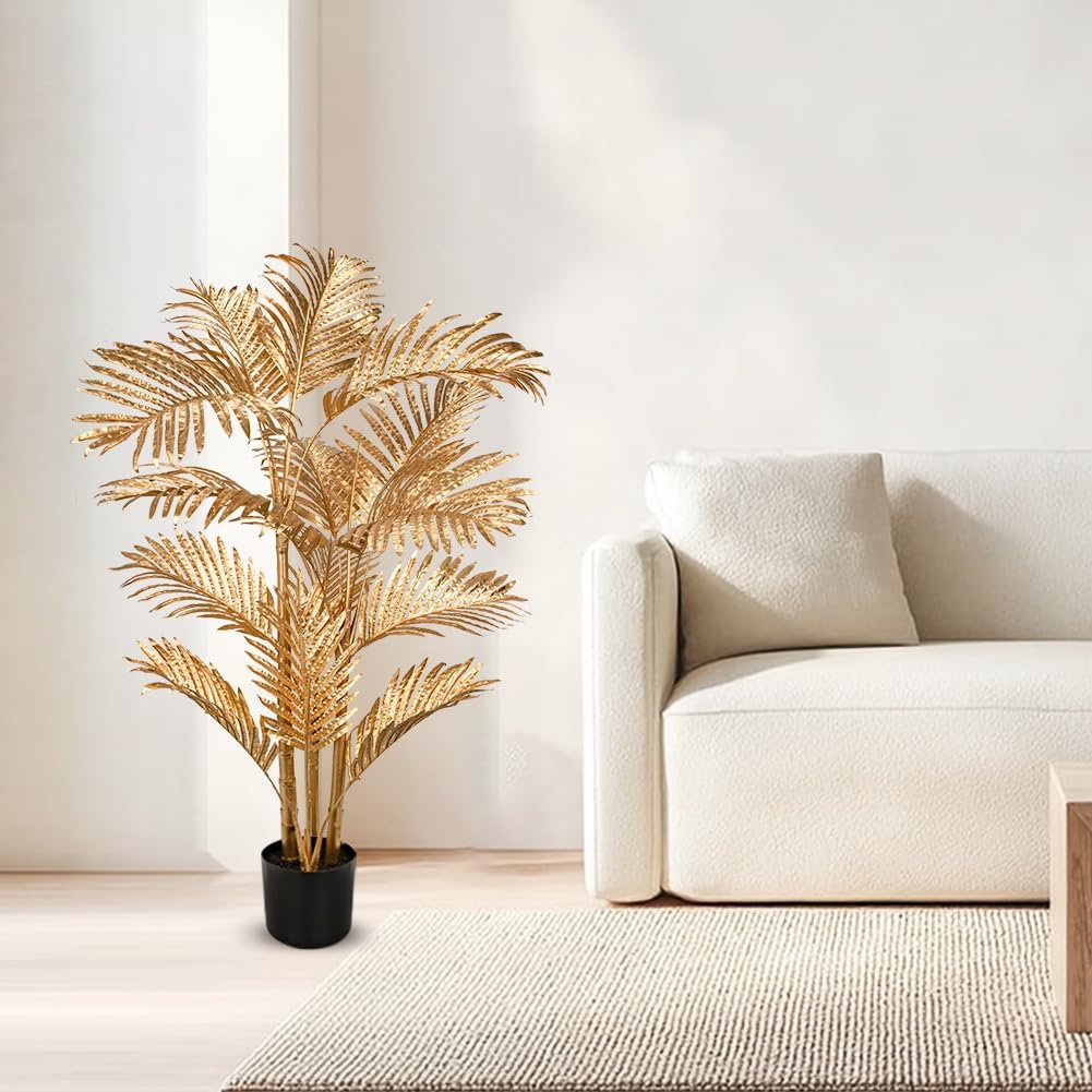 Artificial Tree Palm Tree Artificial Plant Tropical Golden Artificial Plants Large Indoor Plants Decoration for Living Room Office Bedroom House 110 cm – Bild 6