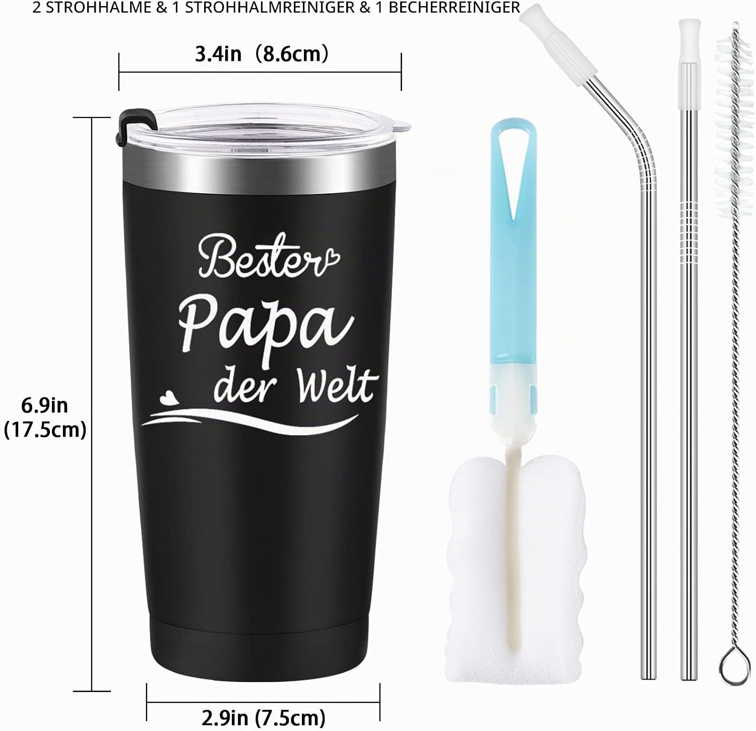 Livole Dad Gift, Best Dad in the World, Father's Day Mug, Gifts for Father's Day, Christmas, 600 ml Stainless Steel Thermal Mug – Bild 7