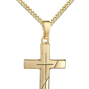 Cross Pendant Gold 333 with Diamond Cut Cross Partially Matt Gold Cross with Necklace or without Chain Selectable + Jewellery Case + Certificate of Authenticity