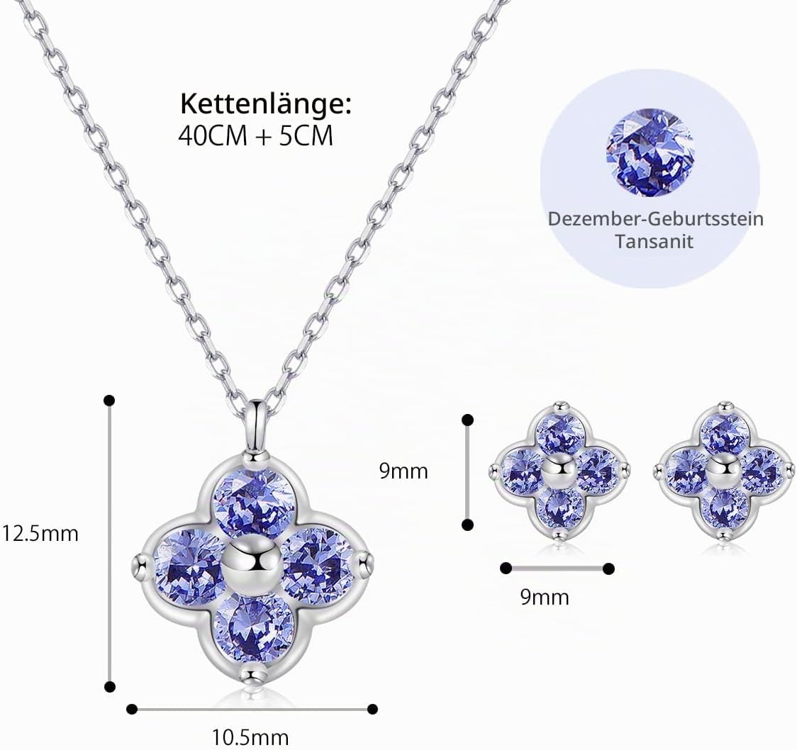 Women's Clover Birthstone Jewellery Set in 925 Sterling Silver – Bild 5