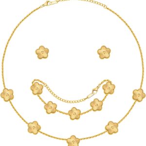 TempBeau Women’s Clover Jewellery Set with Necklace, Bracelet and Earrings