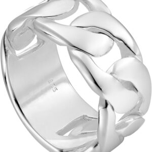 Vinani Ring Design Curb Chain Intertwined Solid Shiny Sterling Silver 925 2RLA
