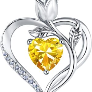 Women's Necklace 925 Silver Heart Rose Pendant