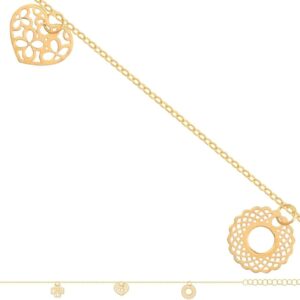 Rodium – Gold Bracelet, 14K Gold / 585 Fineness, Ideal Gold Jewellery for Women, Gold Jewellery Adjustable