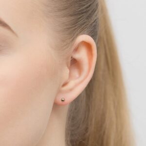 MARKO Single Stud Earrings Made of 14K Real Gold 585 - Gold Earring Women's 3 mm - Solo Ball Stud Earrings in Sizes from 3 mm to 8 mm - High Quality Real Gold Jewellery for Women & Girls - Stud Clasp