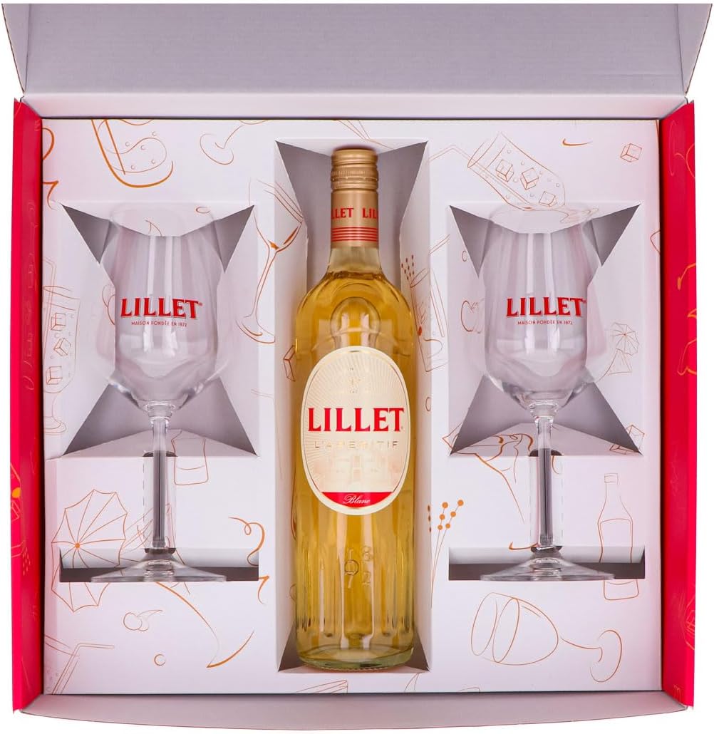 Sipply Gift Set 3-Piece with 2 Balloon Glasses and 1 Bottle Lillet 0.7 L 17.0% Vol. | with Gift Box: Pink | Gift for Women Men Mum Dad Girlfriend for Christmas Easter Valentine's Day – Bild 3