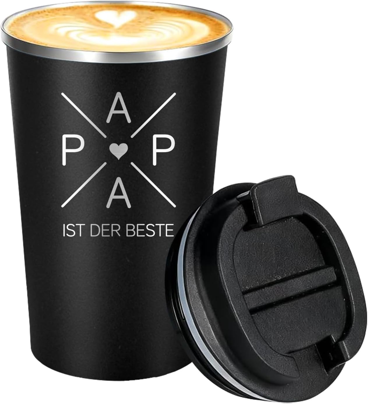 LOZACHE Papa Gift Thermal Mug Coffee to Go Engraved Papa ist der Beste – Bild 2