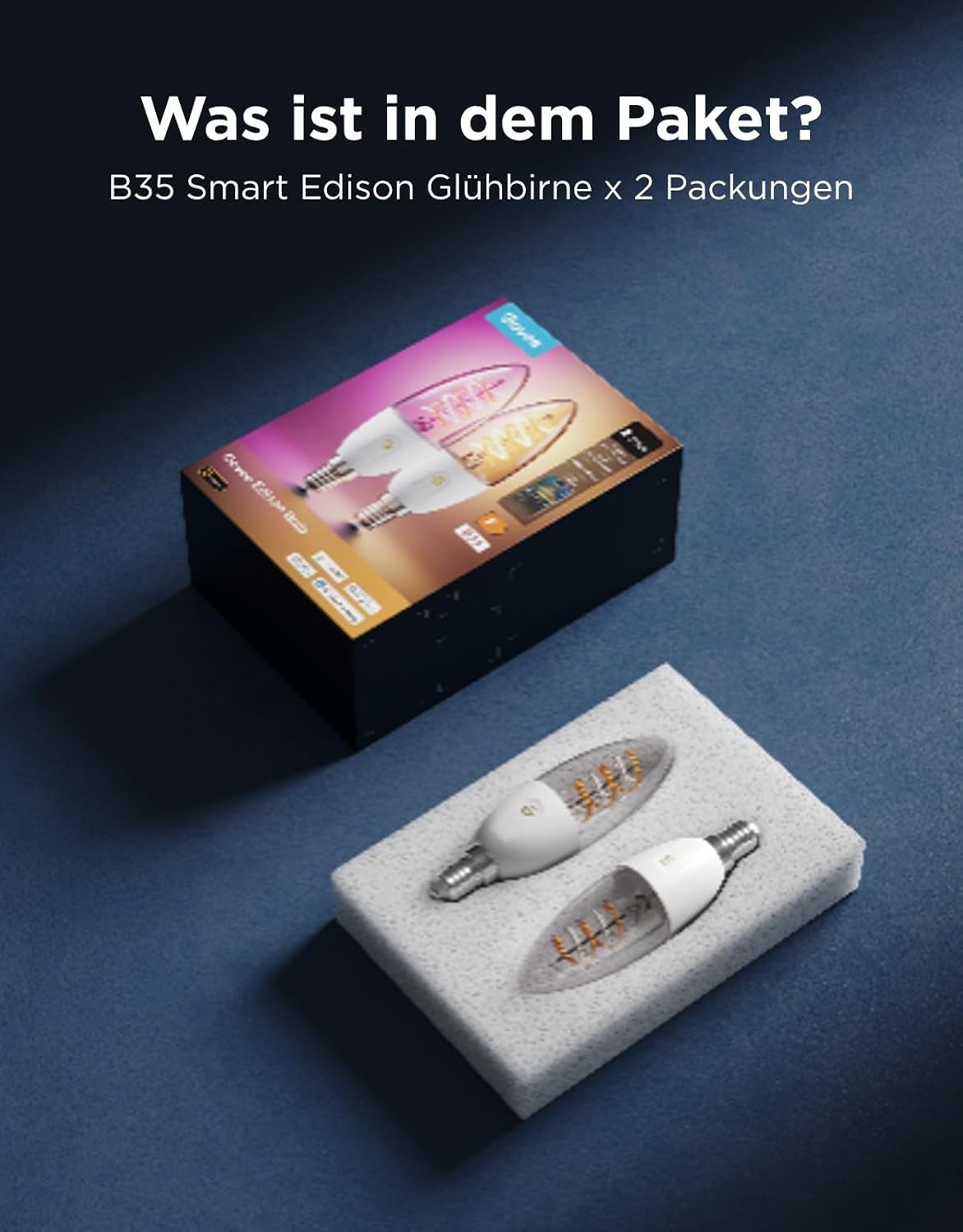 Govee 2 x Smart Edison Light Bulb E14 300LM RGBWW Dimmable Lamp B35 – Bild 10
