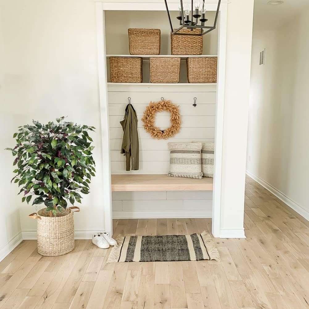 Artificial Tree Ficus Benjamini Artificial Plant Tree Artificial Plant Large with Real Wood Trunk Ideal for Interior Decoration Green Red – Bild 7