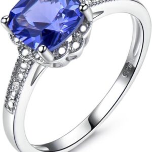Romantic Created Tanzanite Blue Statement Ring 925 Silver Jewelry For Women Wedding Engagement Gifts Fine Jewelry