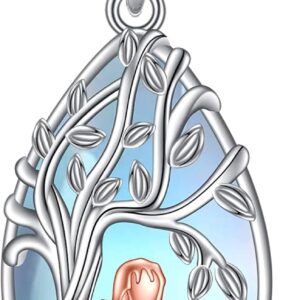 YAFEINI Flute Necklace for Women Sterling Silver Flute Moonstone Necklace Flute Jewellery Gifts for Girls