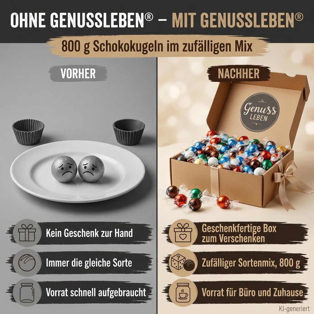 Genussleben® Chocolate Balls Mix Box 800 g - Ideal Storage Box for Snacking – Bild 4