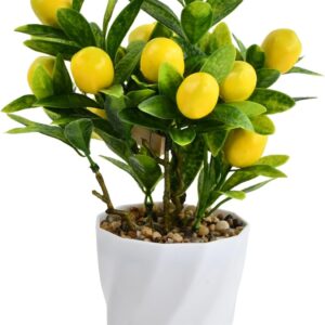 Small Artificial Lemon Tree, Small Yellow Lemon Bonsai, Artificial Plant Decoration Lemon Tree, Artificial Flower Pot Lemon Bonsai, Lemon Tree Indoor Plant, for Home, Garden, Farmhouse