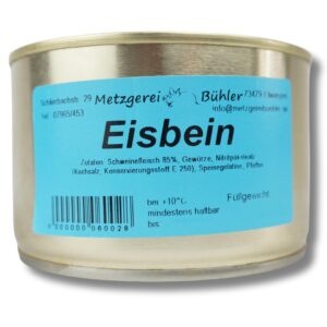 Eisbein in Aspic Canned Sausage, 300 g to 400 g, Made from 85% German Pork According to Homemaker, Sausage Art Sausage Preserve by Butcher Bühler Long Lasting Delicious Sausage Cold Cuts Sausage &