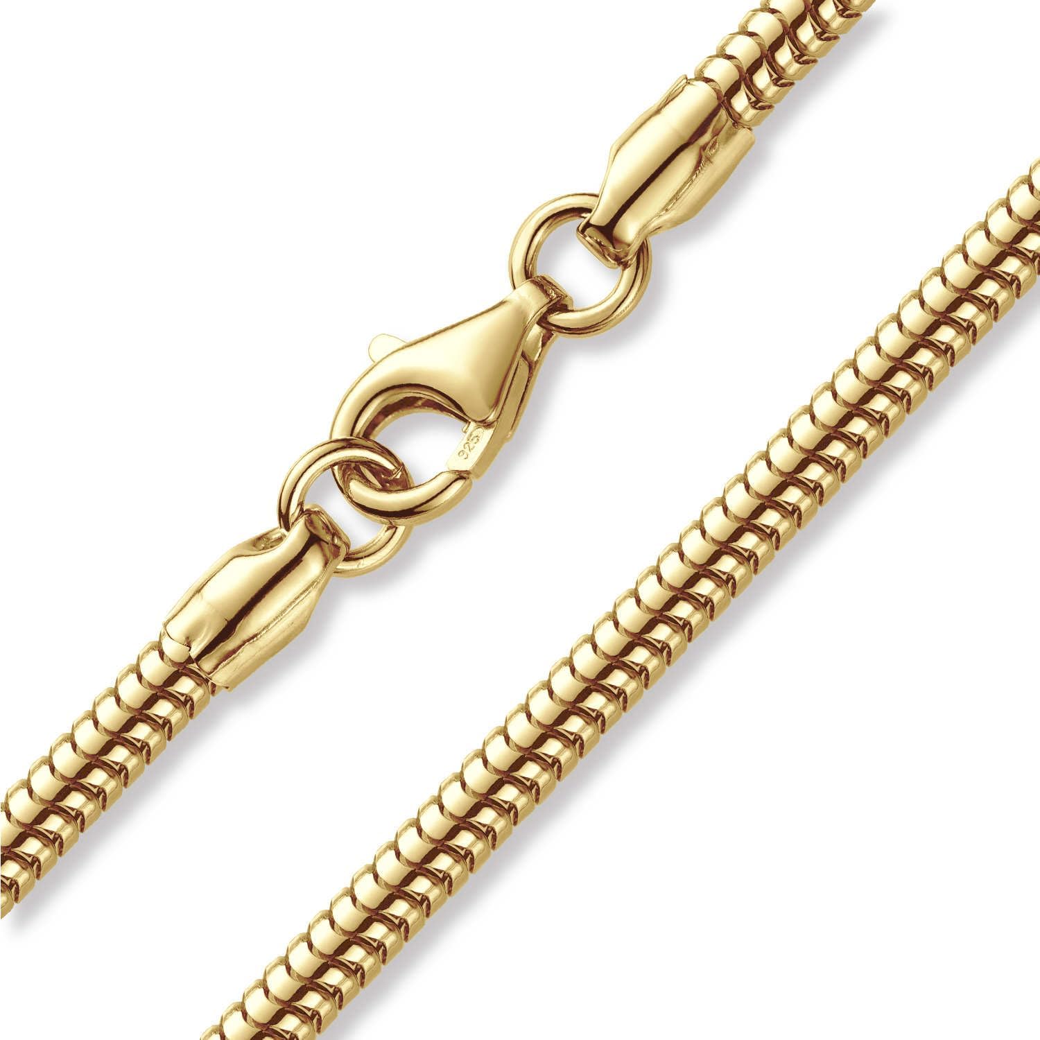 Materia #K54 925 Silver Snake Chain Gold Women's Necklace Gold-Plated 2.7 mm in 40-80 cm + Box