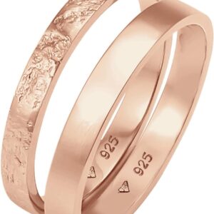 Elli Women's Ring Set Basic Look Hammered Combinable 925 Silver