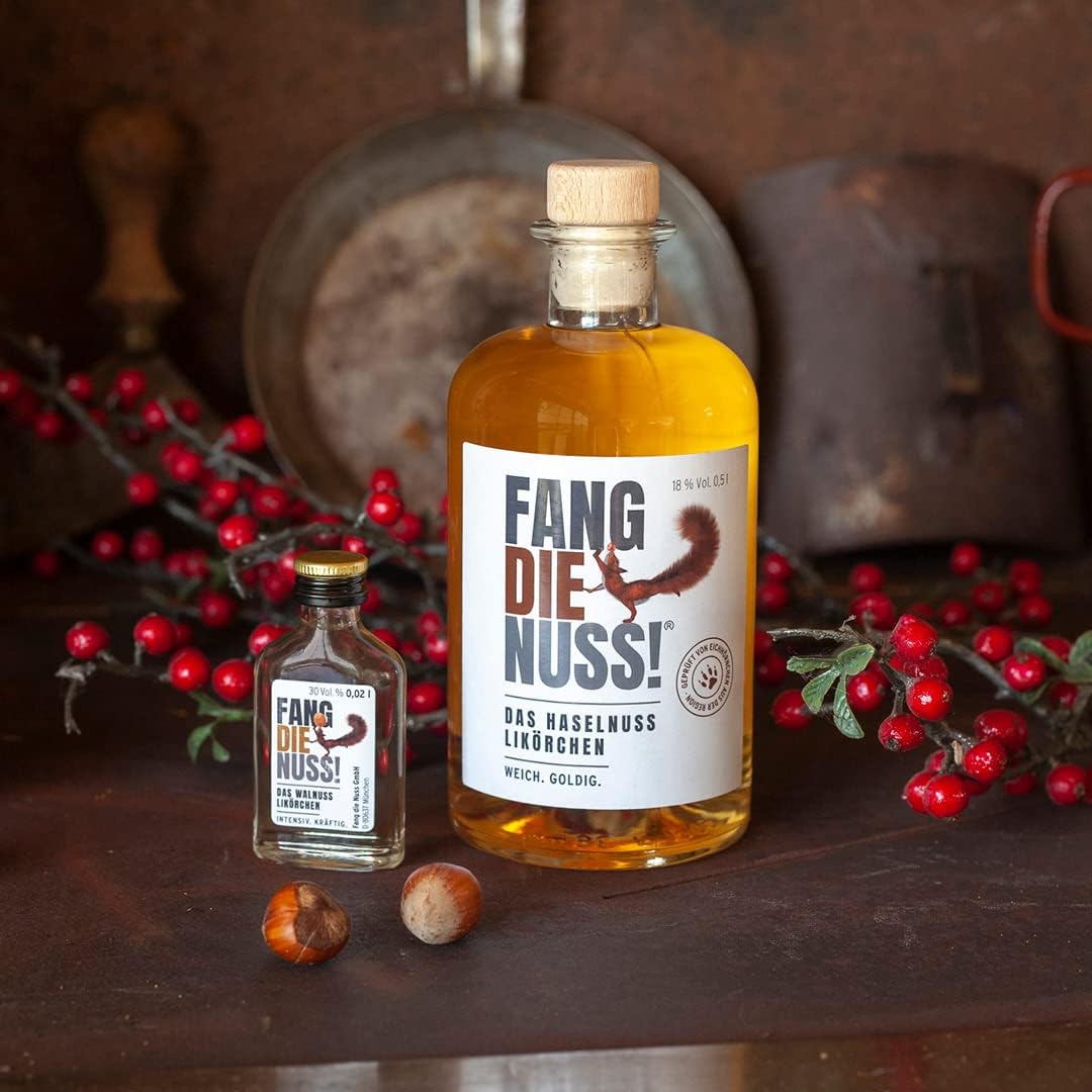 Fang die Nuss! Premium Hazelnut Liqueur Soft Golden 18% Vol. Alcohol Tested by Regional Squirrels Charity Gift 0.5 L Enjoy & Do Good – Bild 8