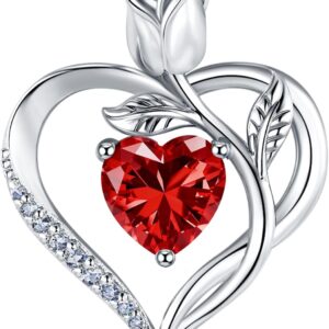 Women's Necklace 925 Silver Heart Rose Pendant