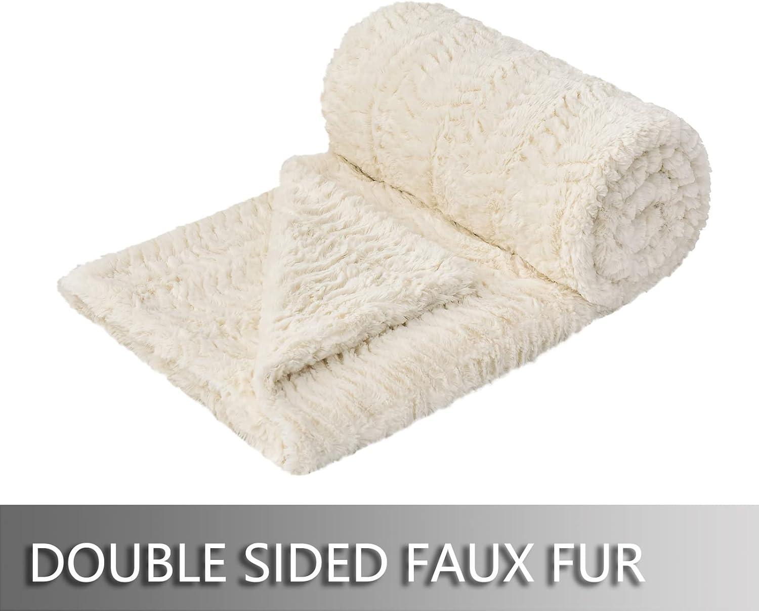 YUSOKI Luxury Double Sided Faux Fur Throw Blanket (No Pillow) Soft Fluffy Cozy Blanket Plush Fluffy Comfortable Warm Blanket for Couch Bed Chair Sofa Bedroom Women – Bild 3