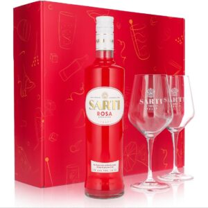 Sipply Gift Set 3 Pieces with 2 Spray Glasses and 1 Bottle Sarti Spritz 0.7 L 14.0% Vol. | with Gift Box: Pink | Gift for Women Men Mum Dad Girlfriend for Christmas Easter