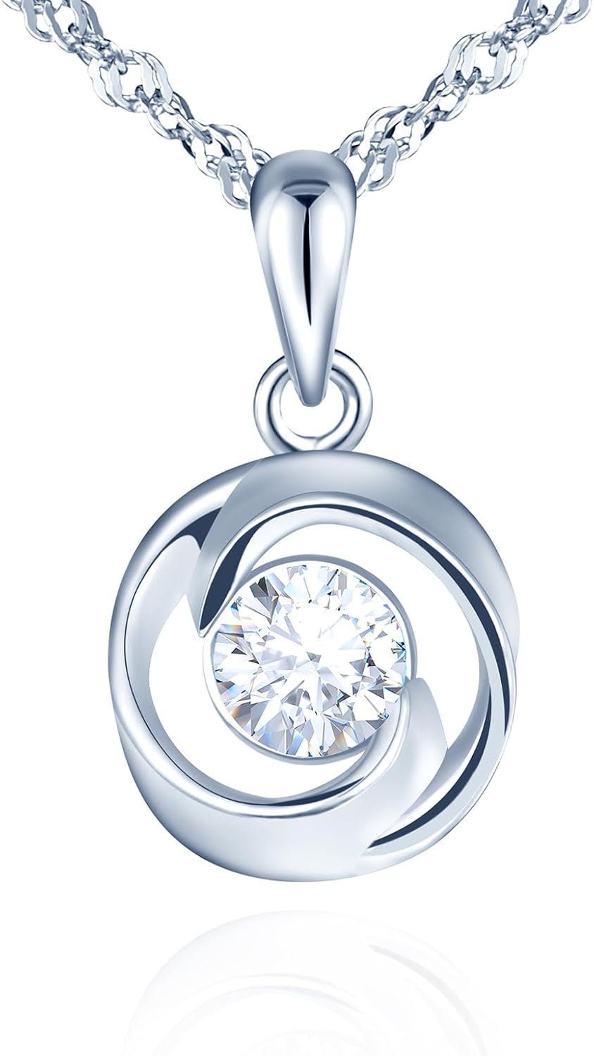 Yumilok Women's Necklace 925 Sterling Silver Cubic Zirconia Twist with Pendant for Women Birthday Mother's Day