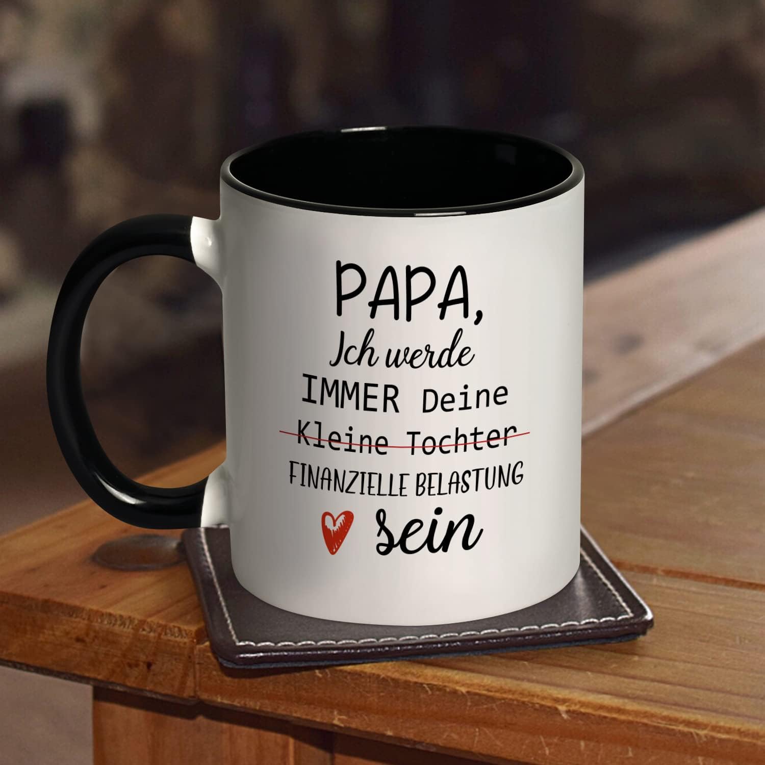 Joymaking Coffee Mug Gifts for Dad, Dad Mug with Saying Papa, Ich Werde Immer Deine Kleine Tochter Finanzielle Belastung Sein, Coffee Cup Dad Mug Gift for Father Father's Day Birthday – Bild 7