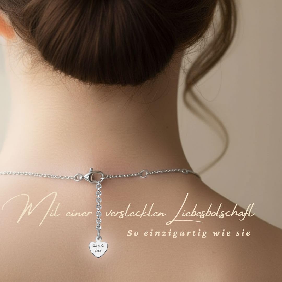 Heart Necklace 925 Silver / Gold Plated Necklace Women's "I Love You" Chain Silver Chain Heart Pendant Heart Jewellery Gifts for Women Girlfriend Her Birthday Wedding Anniversary Love Gift – Bild 6