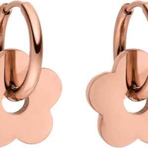Purelei Flowery Small Hoop Earrings - Small Hoop Earrings with Flower Pendant | Waterproof Stainless Steel | 14K Gold Plating, Silver & 18K Rose Gold Plating