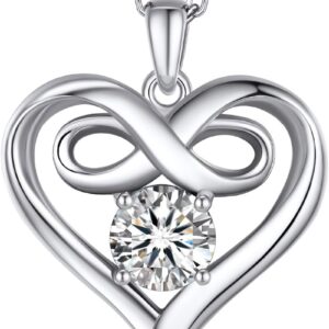 MomentWish Unendlichkeitszeichen Kette, 1 Karat Moissanite Halskette Damen Silber 925 Infinity Schmuck Liebe Herz Geburtstag Jahrestag Geschenk für Frauen