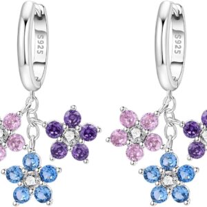 CYCUFF 925 Sterling Silver Hoop Earrings Colourful Cubic Zirconia Jewellery Earrings for Women Set Earring Gifts for Her