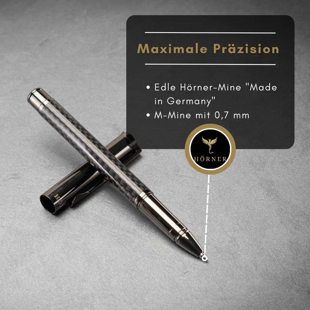 Hörner Carboneo Rollerball Pen with Engraving - High-Quality Rollerball Pen Made of Carbon & Brass | Exclusive Business Gift | Rollerball Pen Refill Made in Germany | Elegant Design – Bild 2