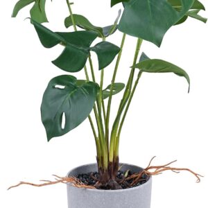 Artificial Monstera Plant 43 cm in Grey Pot 9 Leaves Realistic