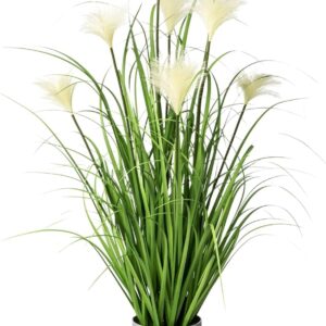 Artificial Riedgrass, 76 cm in White Pot, Lifelike Wild Grass in Pot, Pampas Grass for Indoors, High-Quality and Decorative Decorative Plant, Grass Bush for Indoors, Lifelike Artificial Plant