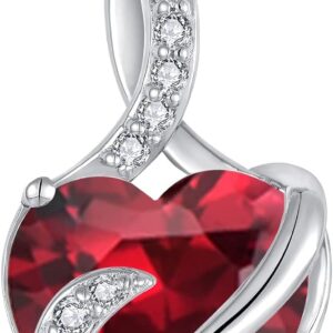 FJ Heart Birthstone Necklace Women's 925 Sterling Silver Infinity Necklace Jewellery Gifts for Women Mother Girlfriend Mum