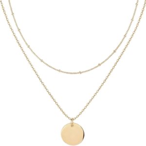 Multilayer Necklace for Women and Girls, 18K Gold Plated Necklace, Waterproof and Colourfast Jewellery, Jewellery Gift for Women and Girls