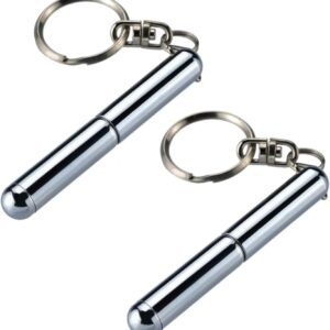 2 Pieces Silver Retractable Mini Stainless Steel Metal Tool Retractable Bag Keychain Dad Gadgets Birthday Christmas for Students Office Workers Car