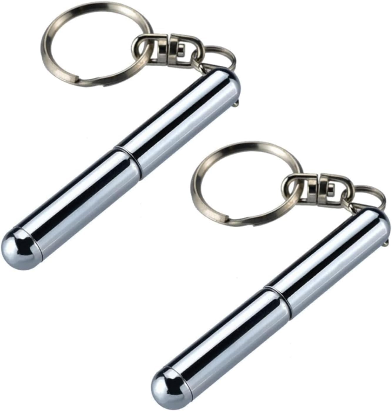 2 Pieces Silver Retractable Mini Stainless Steel Metal Tool Retractable Bag Keychain Dad Gadgets Birthday Christmas for Students Office Workers Car