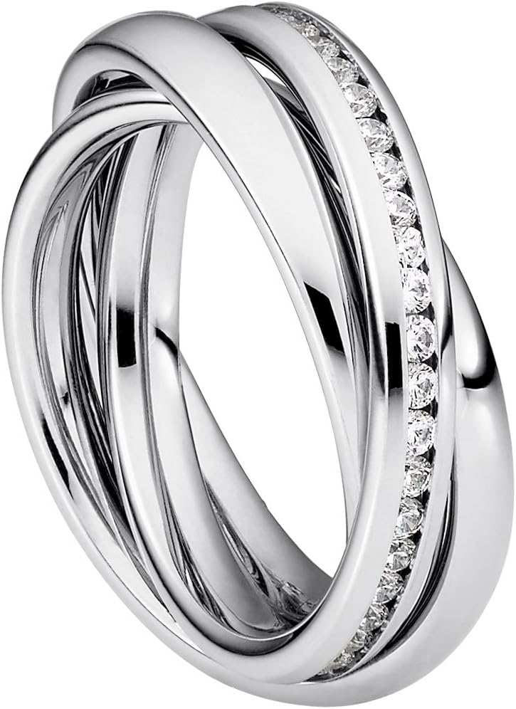 Heideman Women's Trini Ring Made of Stainless Steel Silver Coloured Polished Women's Ring for Women Roll Ring Play Ring Triple Ring Pack of 3