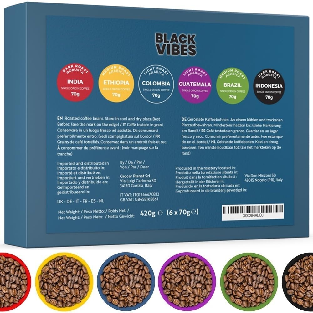 Black Vibes - Gift Set - World's Coffees | Coffee Beans 420 g (6 x 70 g) – Bild 8